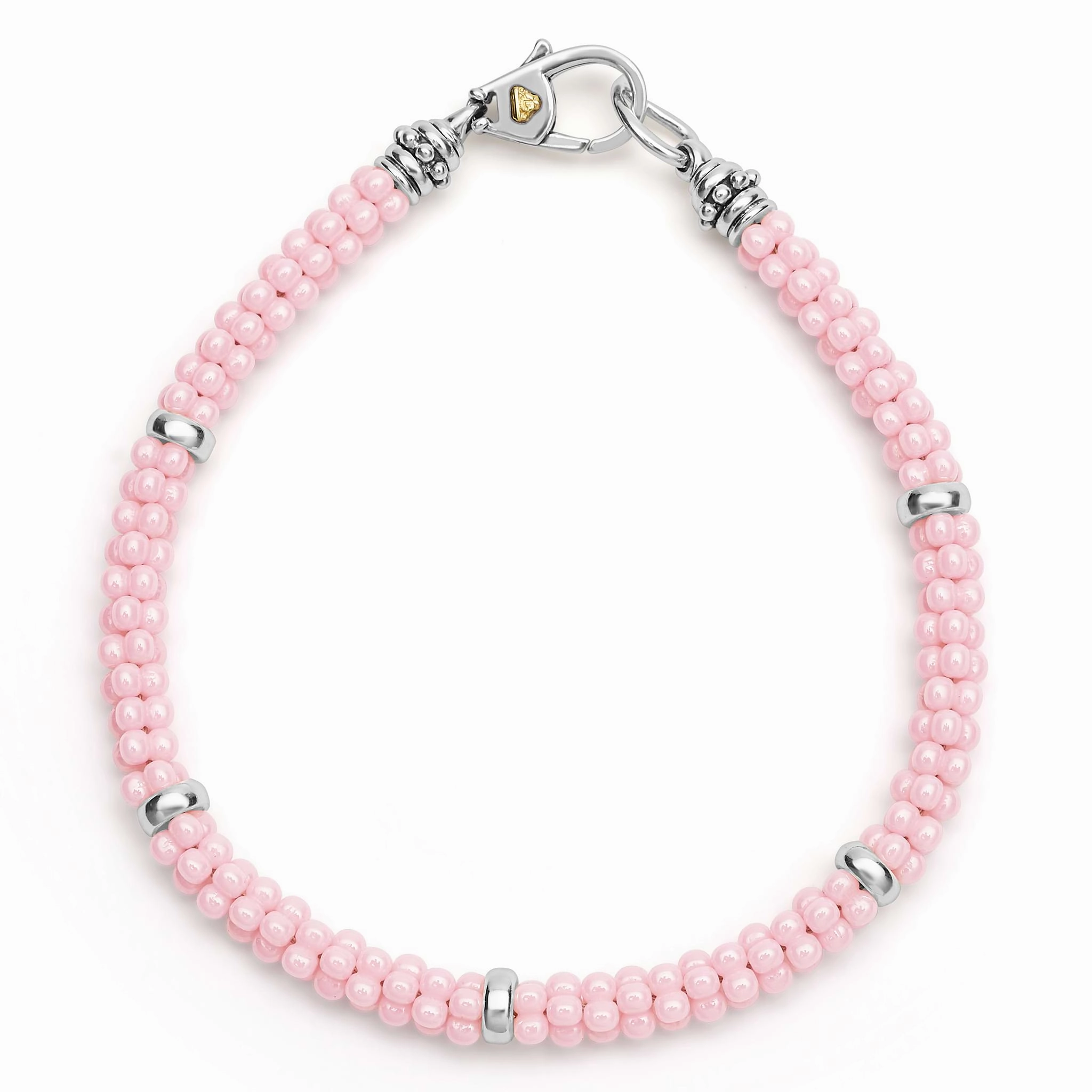 Pink Caviar Pink Five Silver Station Ceramic Bracelet | 5mm