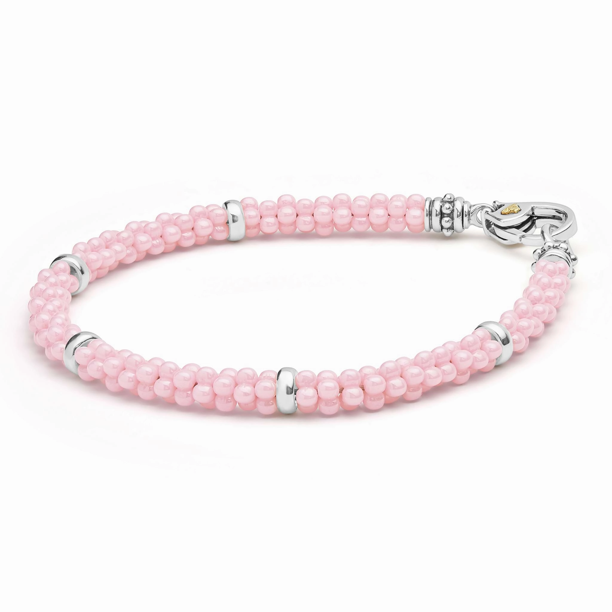 Pink Caviar Pink Five Silver Station Ceramic Bracelet | 5mm