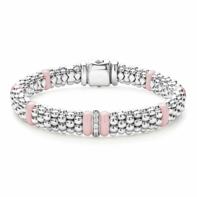 Pink Caviar Pink Single Station Diamond Caviar Bracelet | 9mm