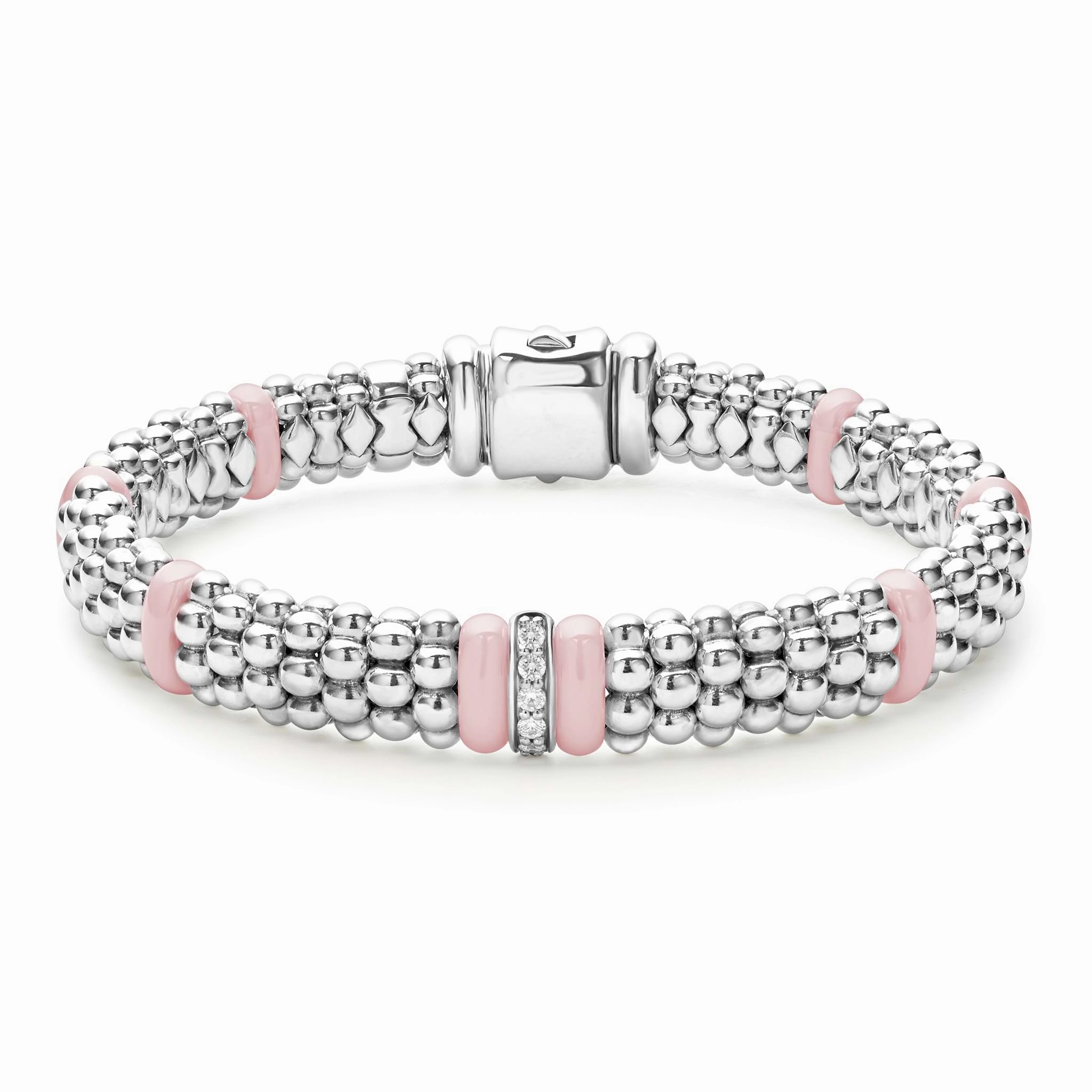 Pink Caviar Pink Single Station Diamond Caviar Bracelet | 9mm