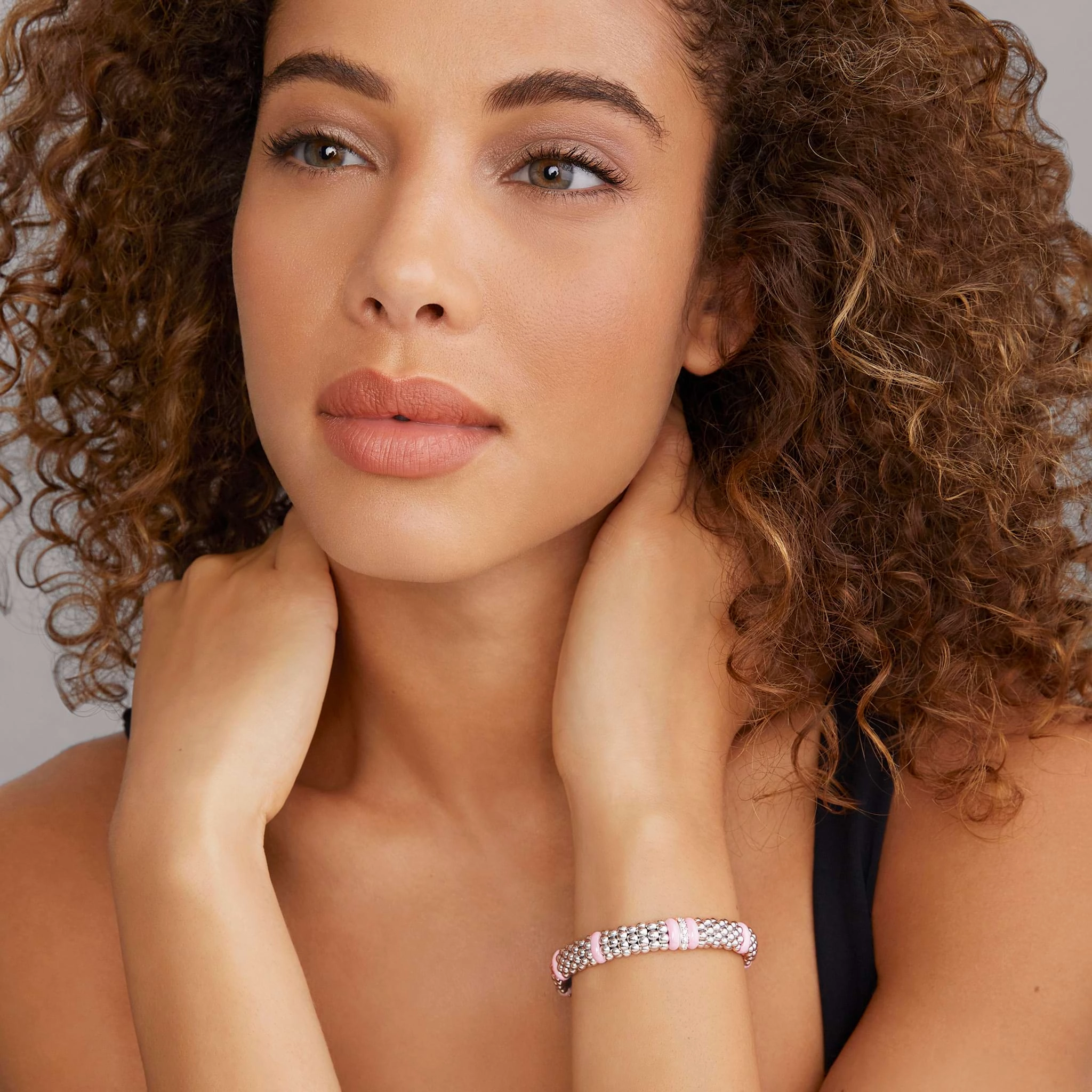 Pink Caviar Pink Single Station Diamond Caviar Bracelet | 9mm