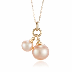 Pink Pearl Double Pendant Necklace