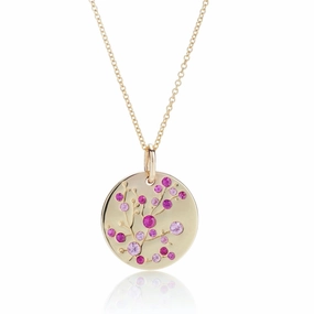 Pink Sapphire Cherry Blossom Pendant Necklace