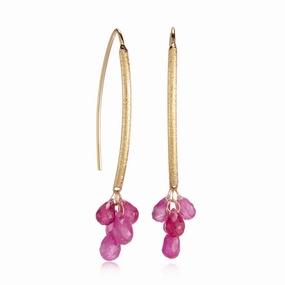 Pink Sapphire Navette Earrings