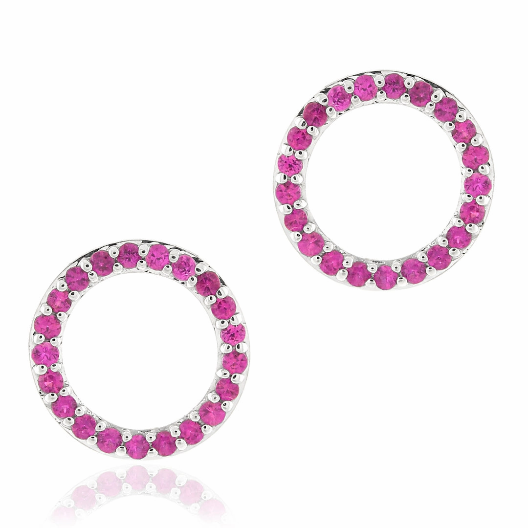 Pink Sapphire Open Circle Earrings