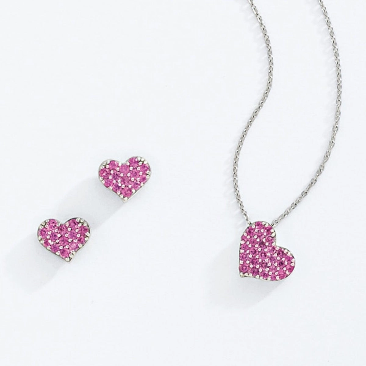 Pink Sapphire Pav Heart Earrings