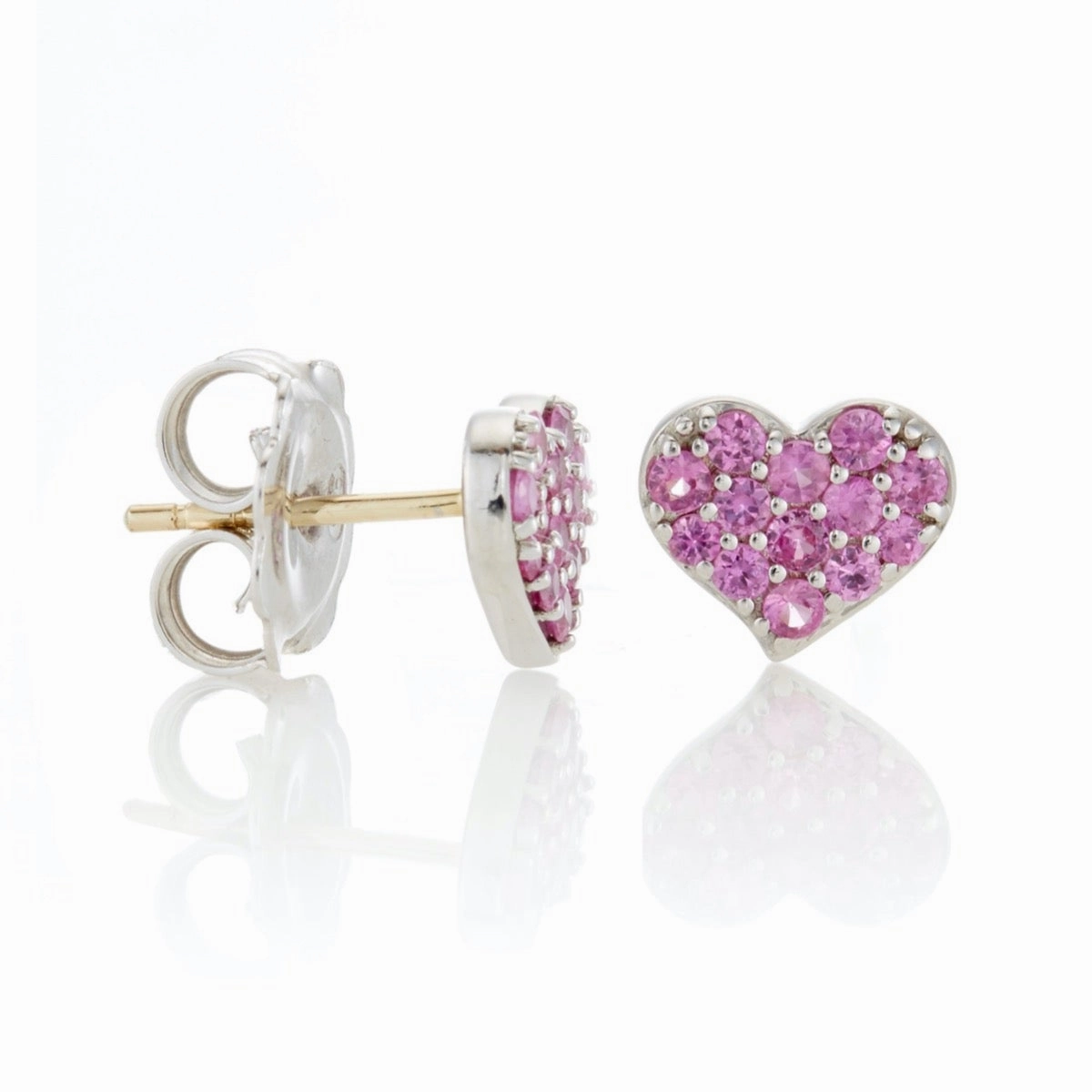 Pink Sapphire Pav Heart Earrings