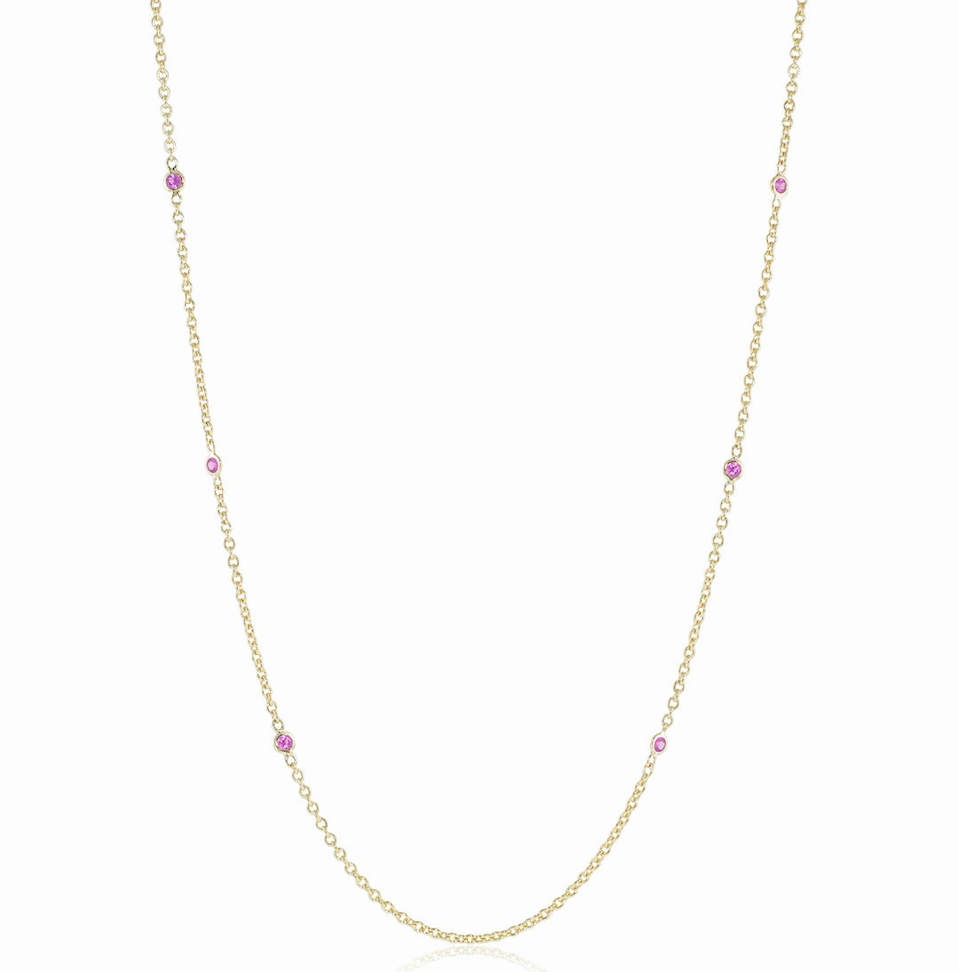 Pink Sapphire Station Necklace
