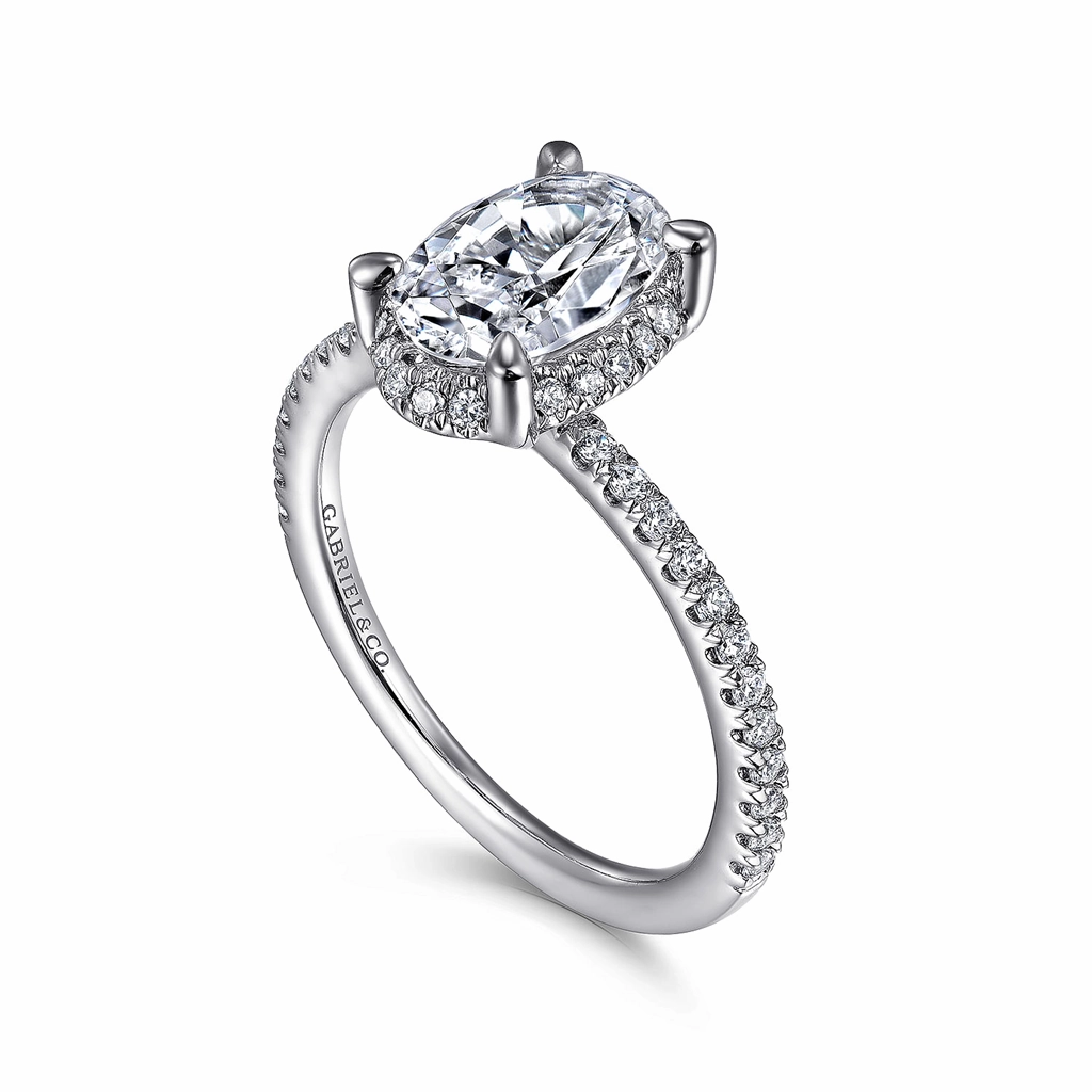 Platinum 'Hart' Hidden Halo Oval Diamond Engagement Ring