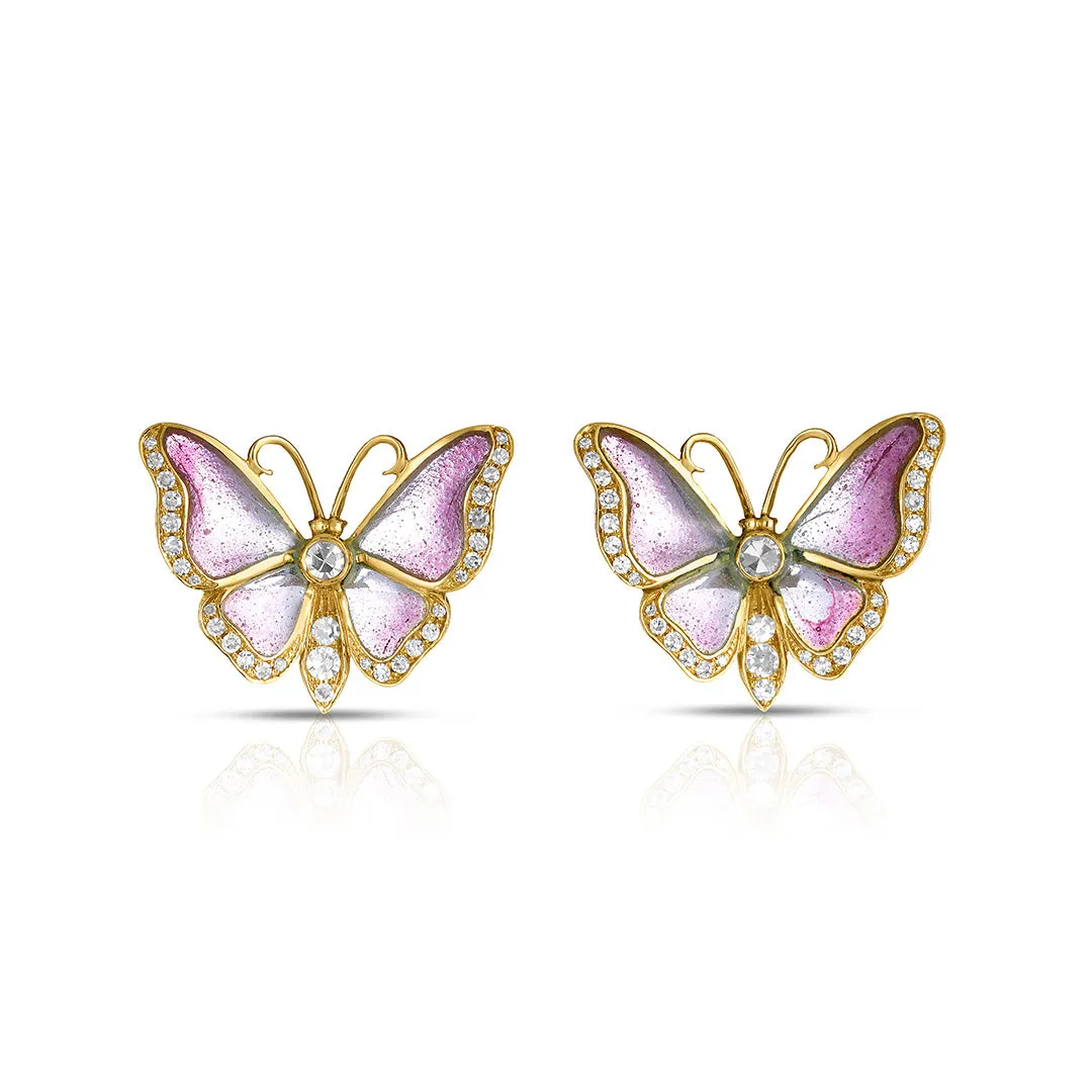 Plique--Jour Diamond Butterfly Earrings