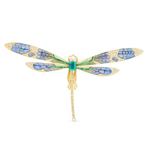 Plique--Jour Emerald & Diamond Dragonfly Brooch