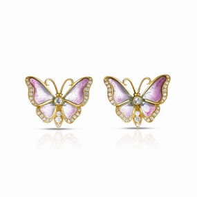 Plique--Jour Diamond Butterfly Earrings