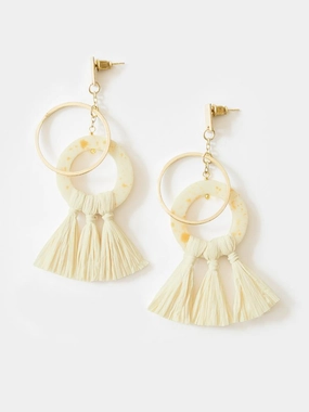 Popcorn Raffia Studs - Yellow