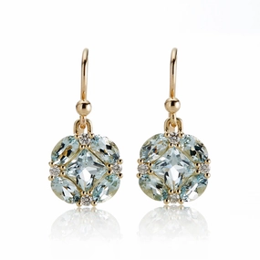 Quadrille Drop Earrings in Aquamarine & Diamonds