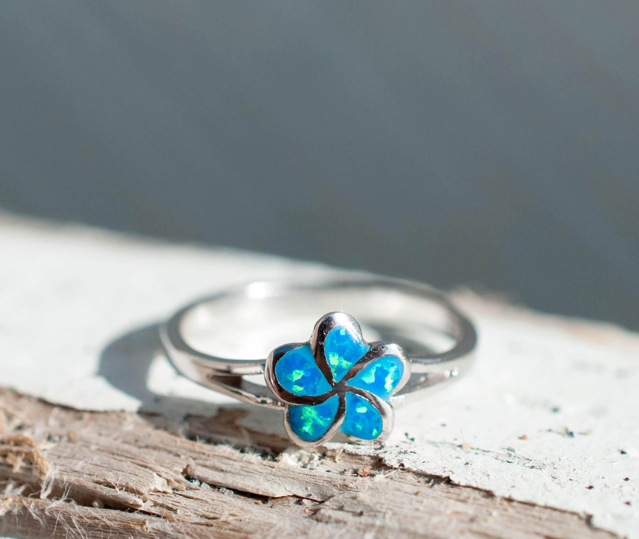 Quinns Blue Opal Ring ~Sterling Silver 925~ SMR051