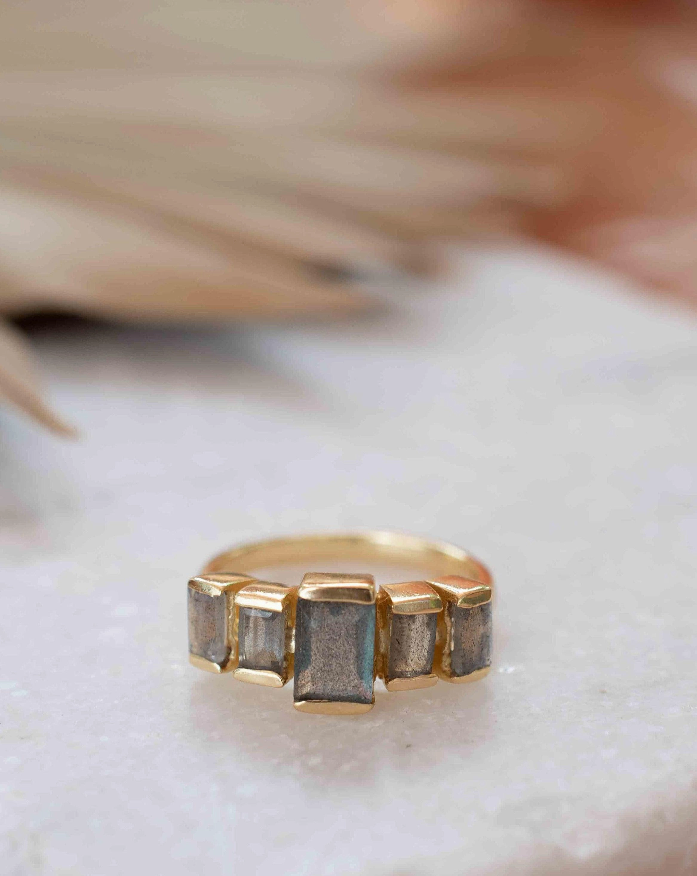 Rainbow Labradorite ~ Ring ~ 18k Gold Plated ~ MR317