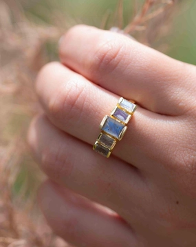 Rainbow Labradorite ~ Ring ~ 18k Gold Plated ~ MR317