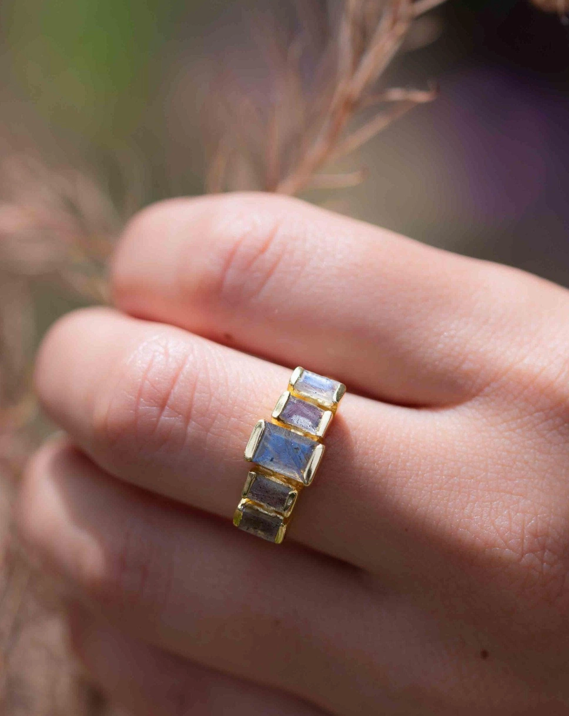 Rainbow Labradorite ~ Ring ~ 18k Gold Plated ~ MR317