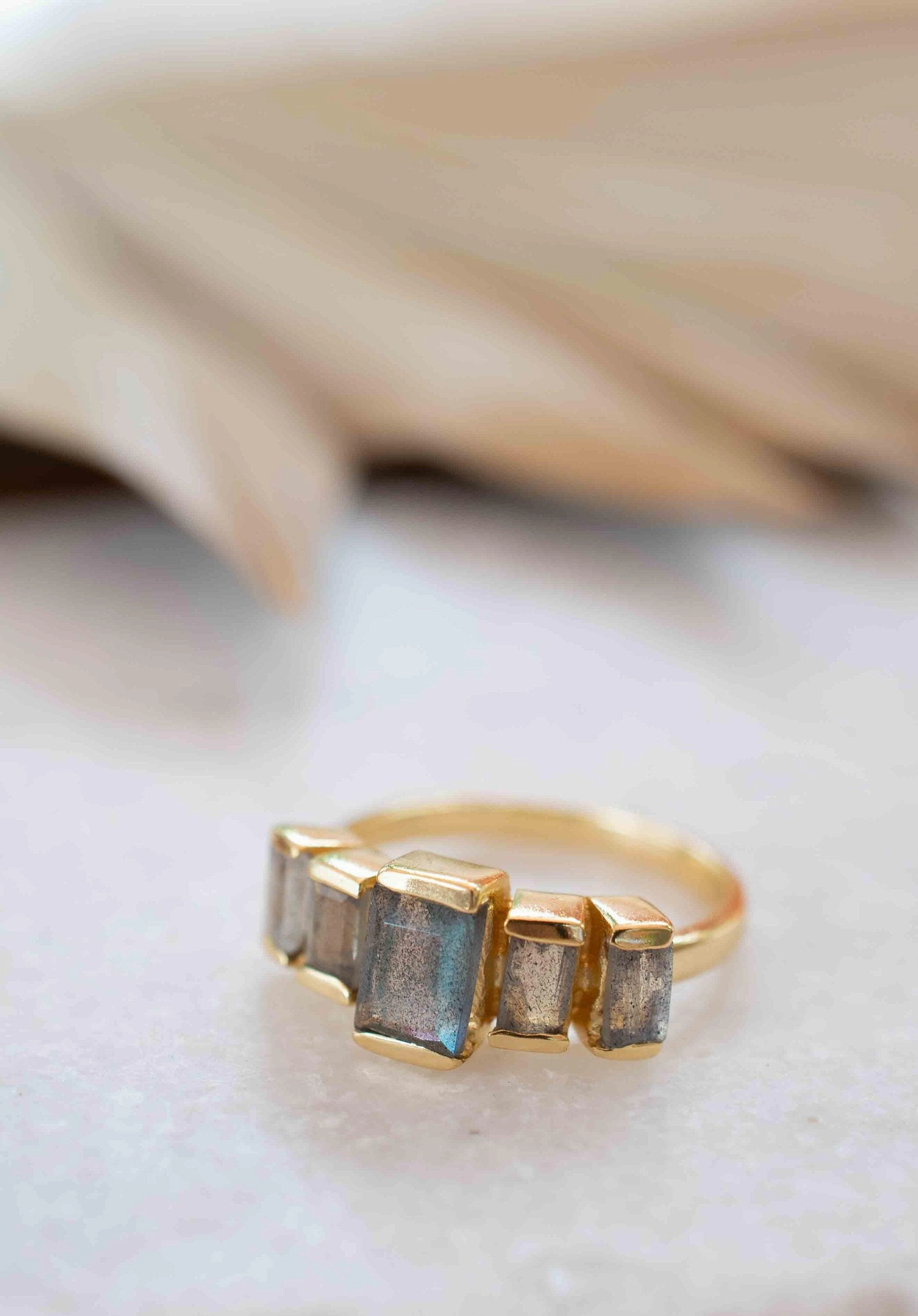 Rainbow Labradorite ~ Ring ~ 18k Gold Plated ~ MR317