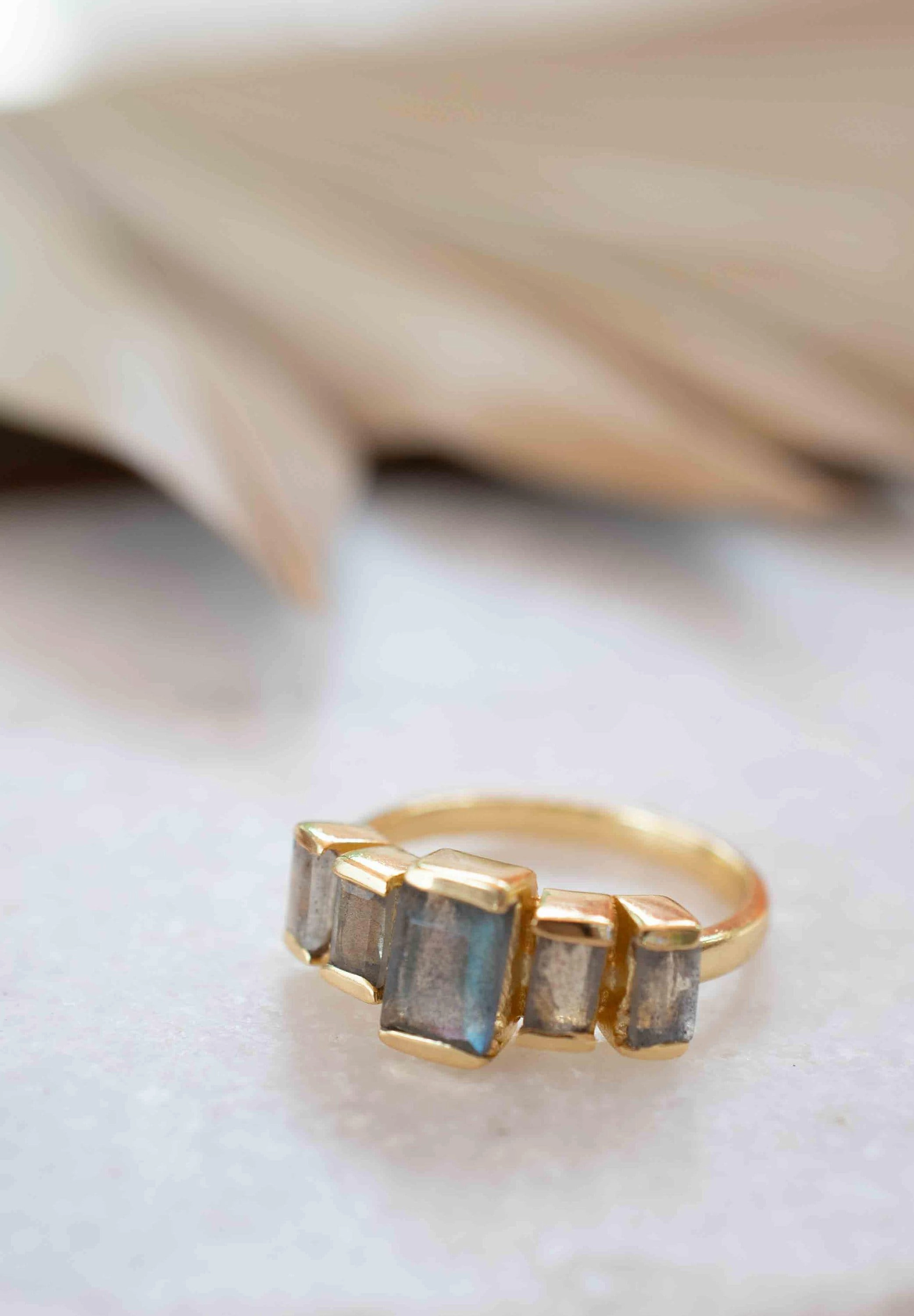 Rainbow Labradorite ~ Ring ~ 18k Gold Plated ~ MR317
