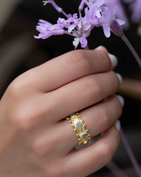 Rainbow Labradorite ~ Ring ~ 18k Gold Plated ~ MR323
