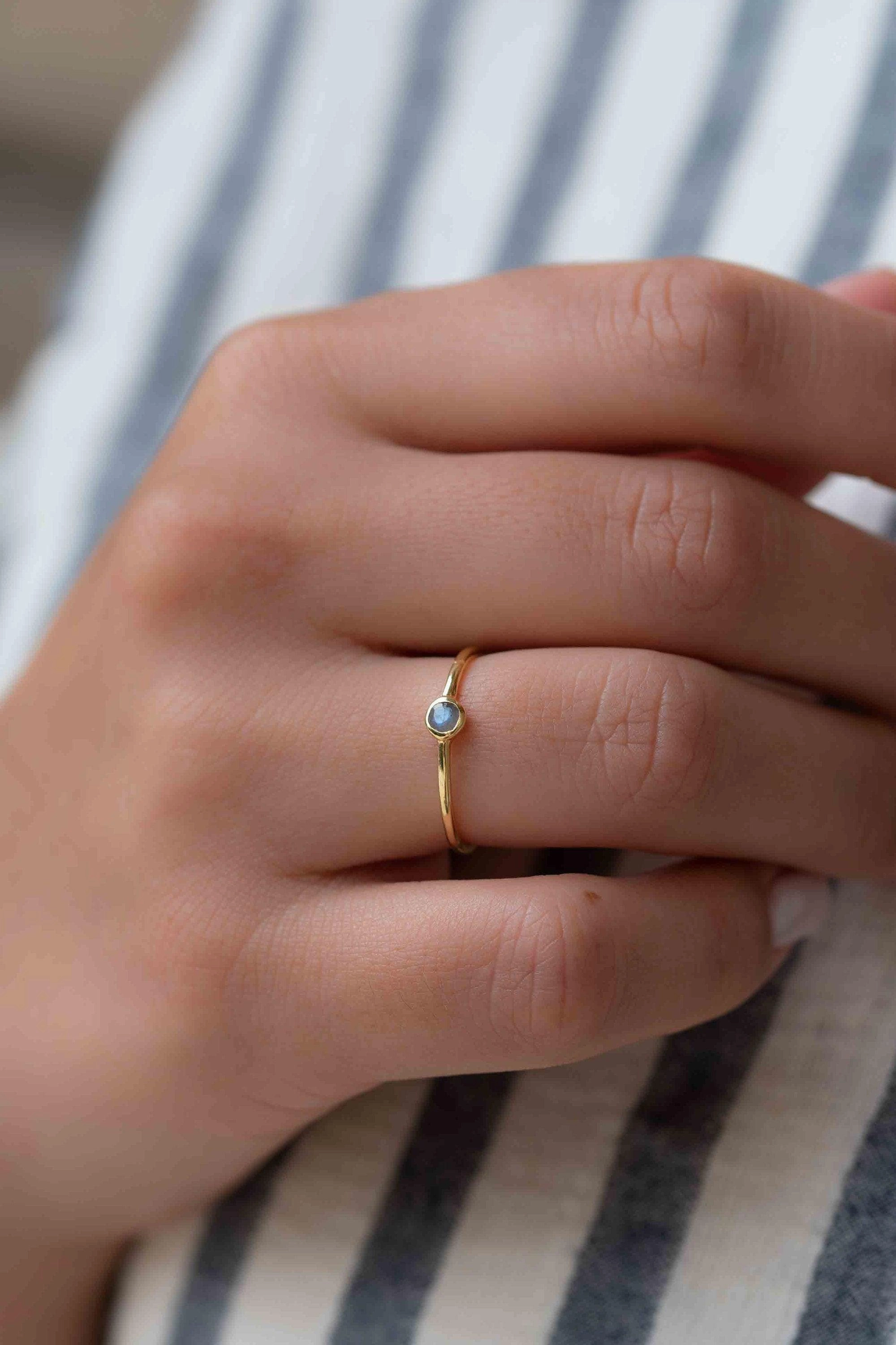 Rainbow Labradorite ~ Ring ~ 18k Gold Plated ~ MR329
