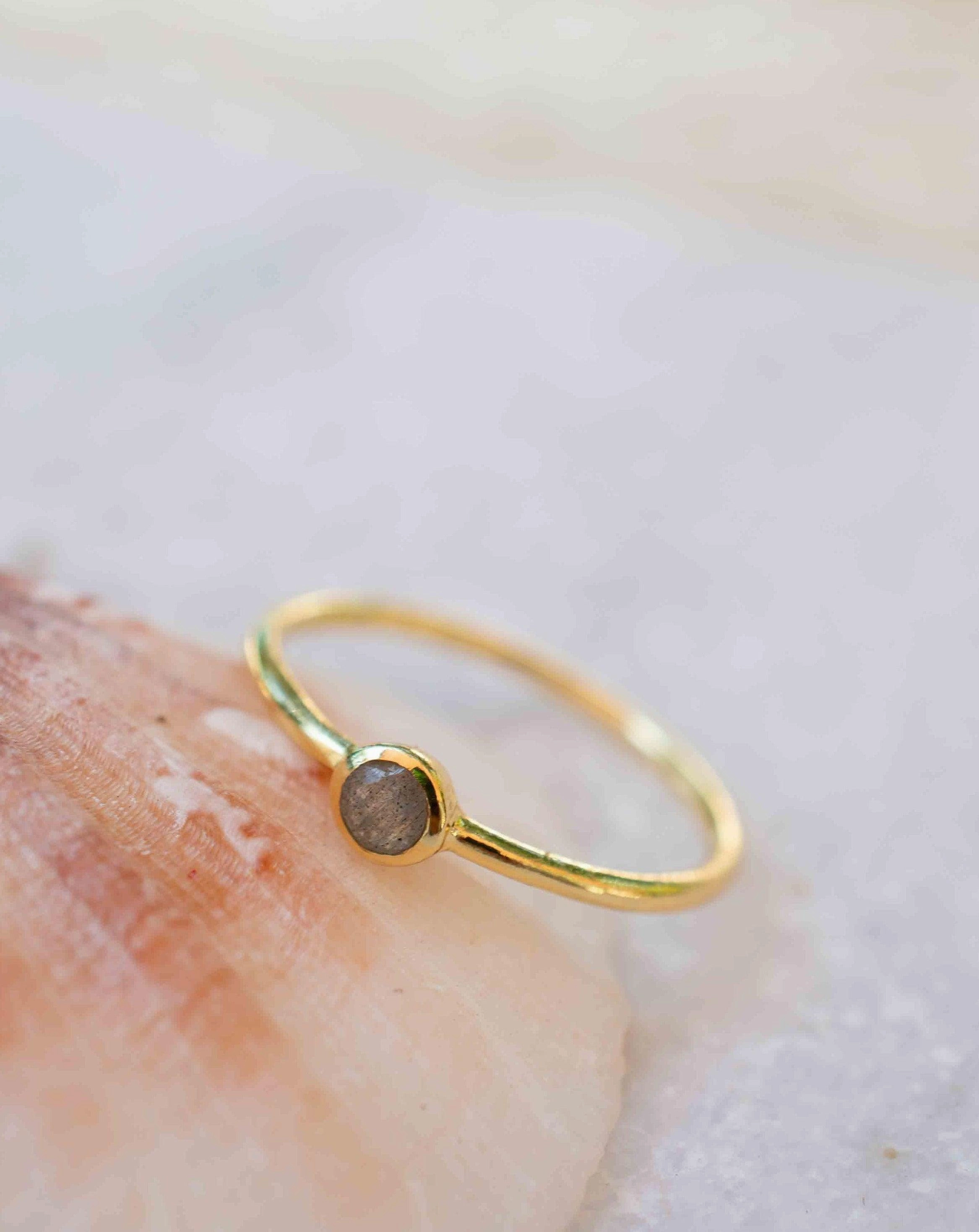 Rainbow Labradorite ~ Ring ~ 18k Gold Plated ~ MR329