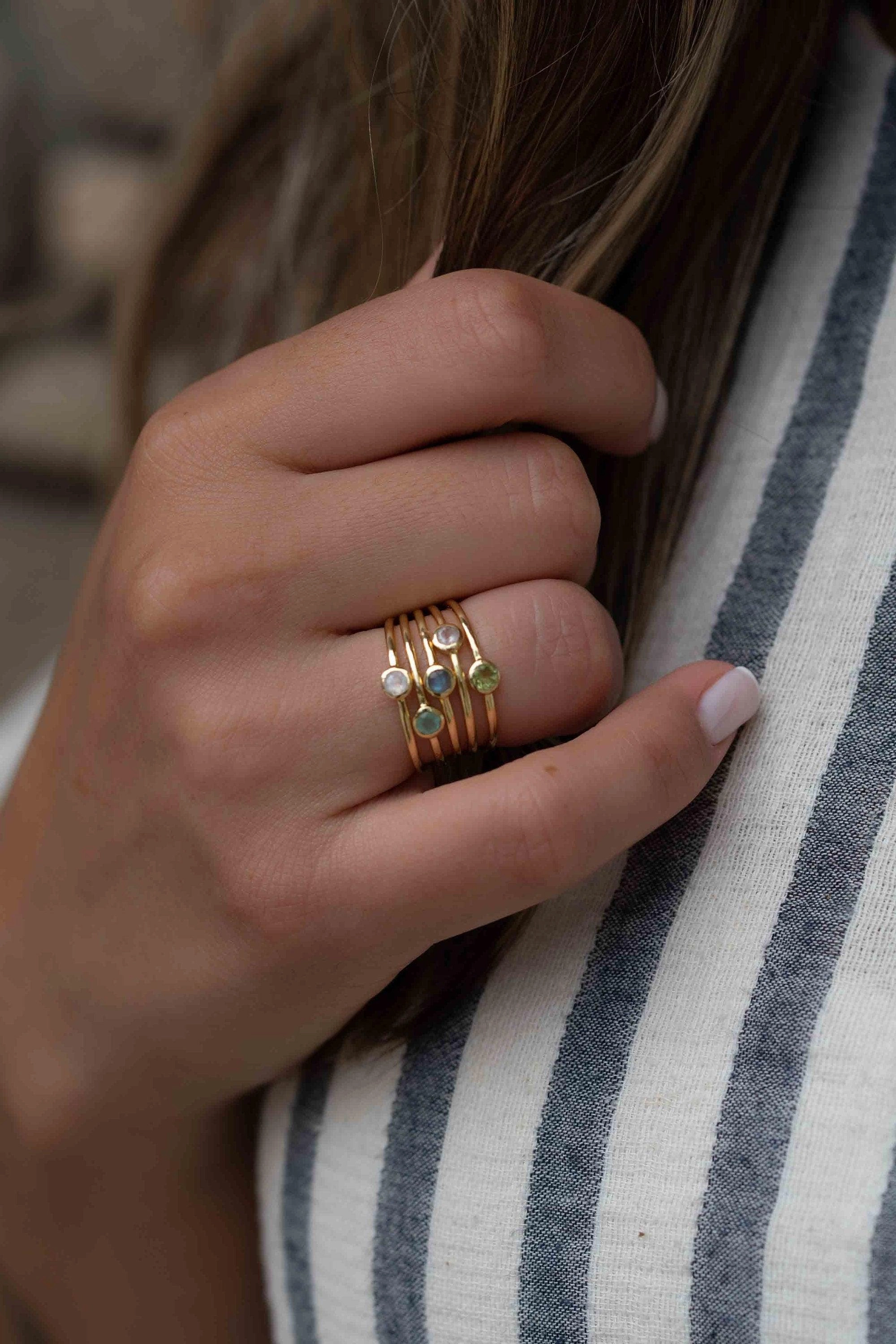 Rainbow Labradorite ~ Ring ~ 18k Gold Plated ~ MR329