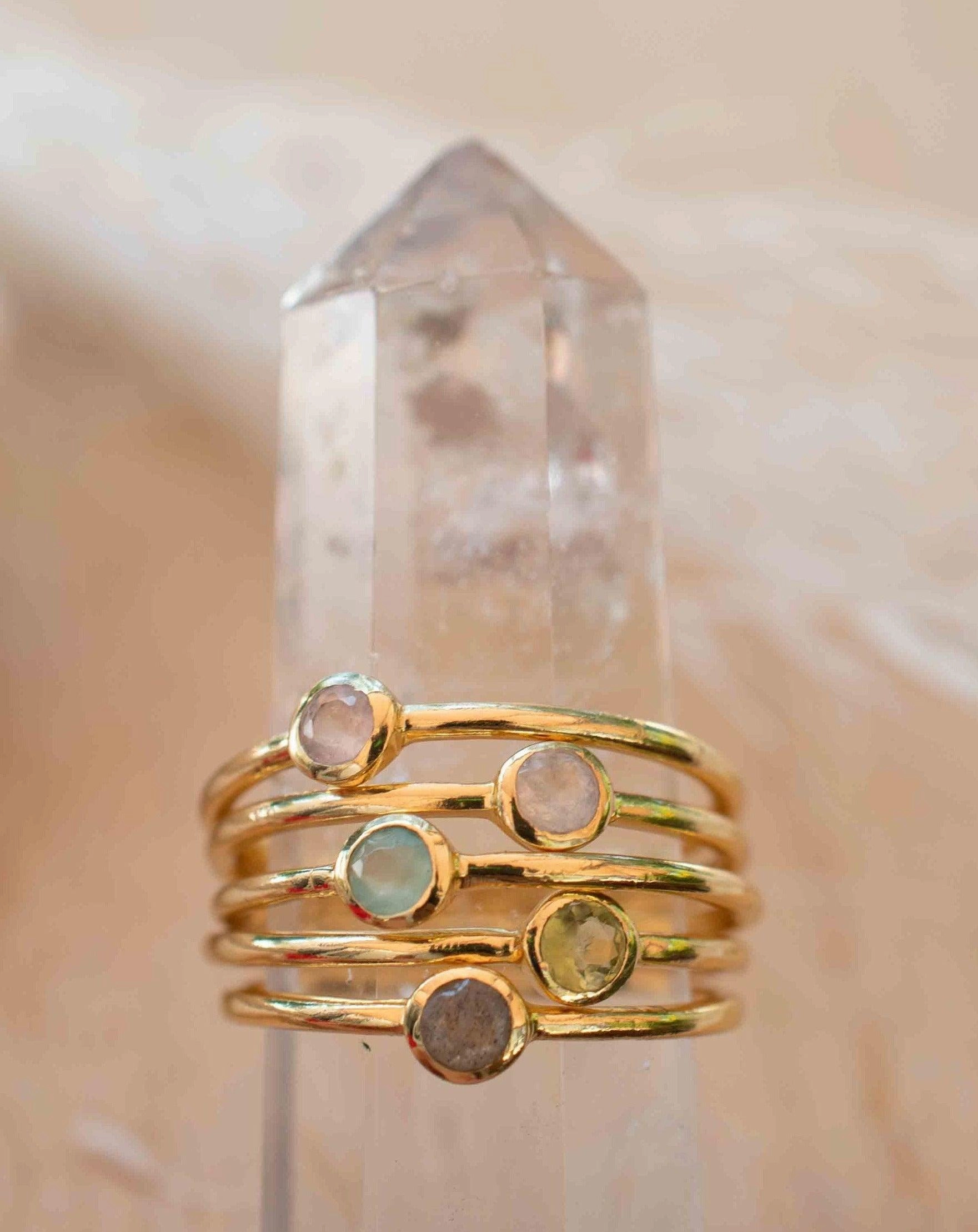 Rainbow Labradorite ~ Ring ~ 18k Gold Plated ~ MR329