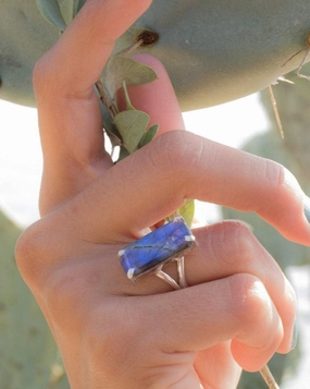 Rainbow Labradorite Rectangular Ring ~Sterling Silver 925 ~ MR277