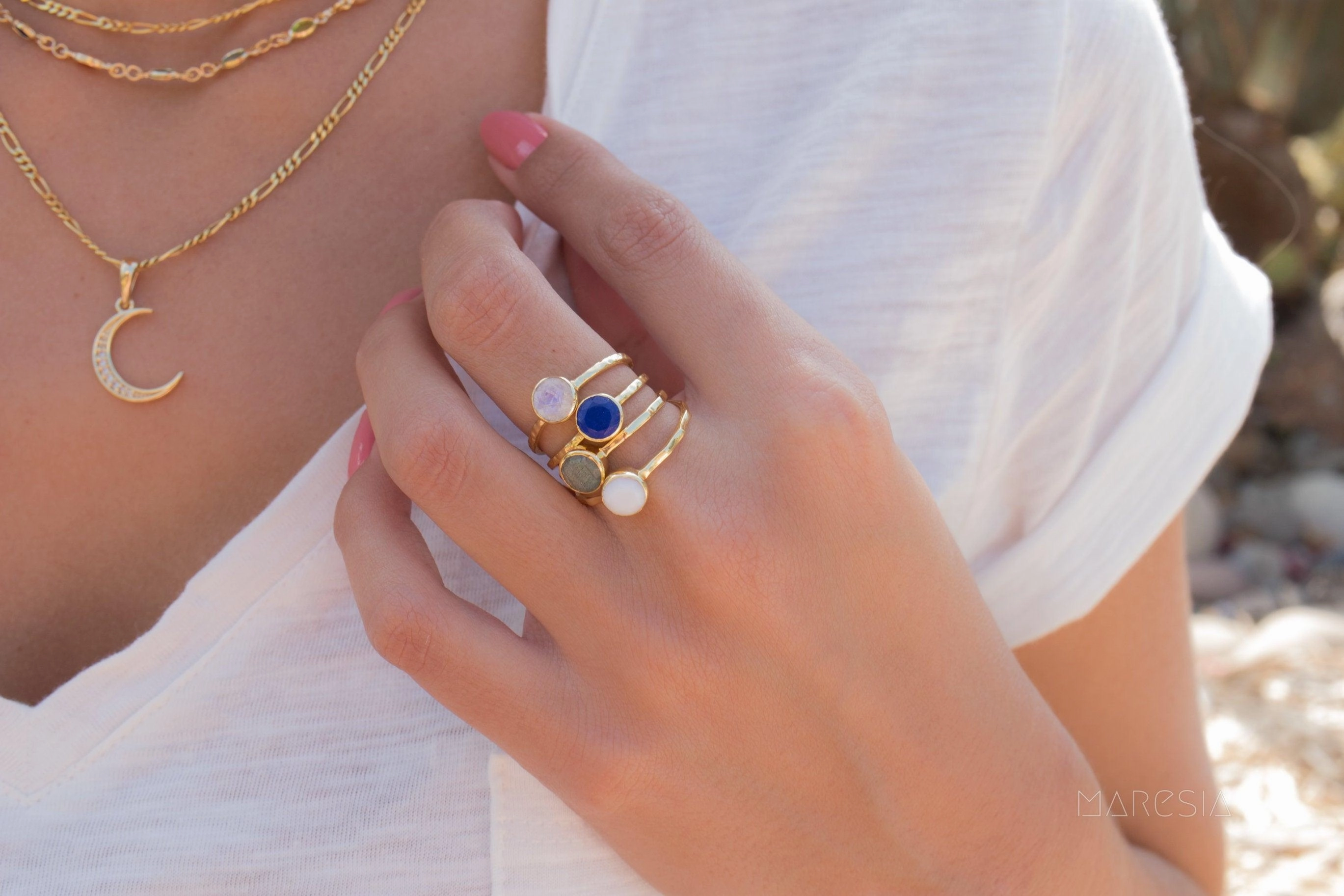 Rainbow Labradorite Ring~18k Gold Plated ~MR102