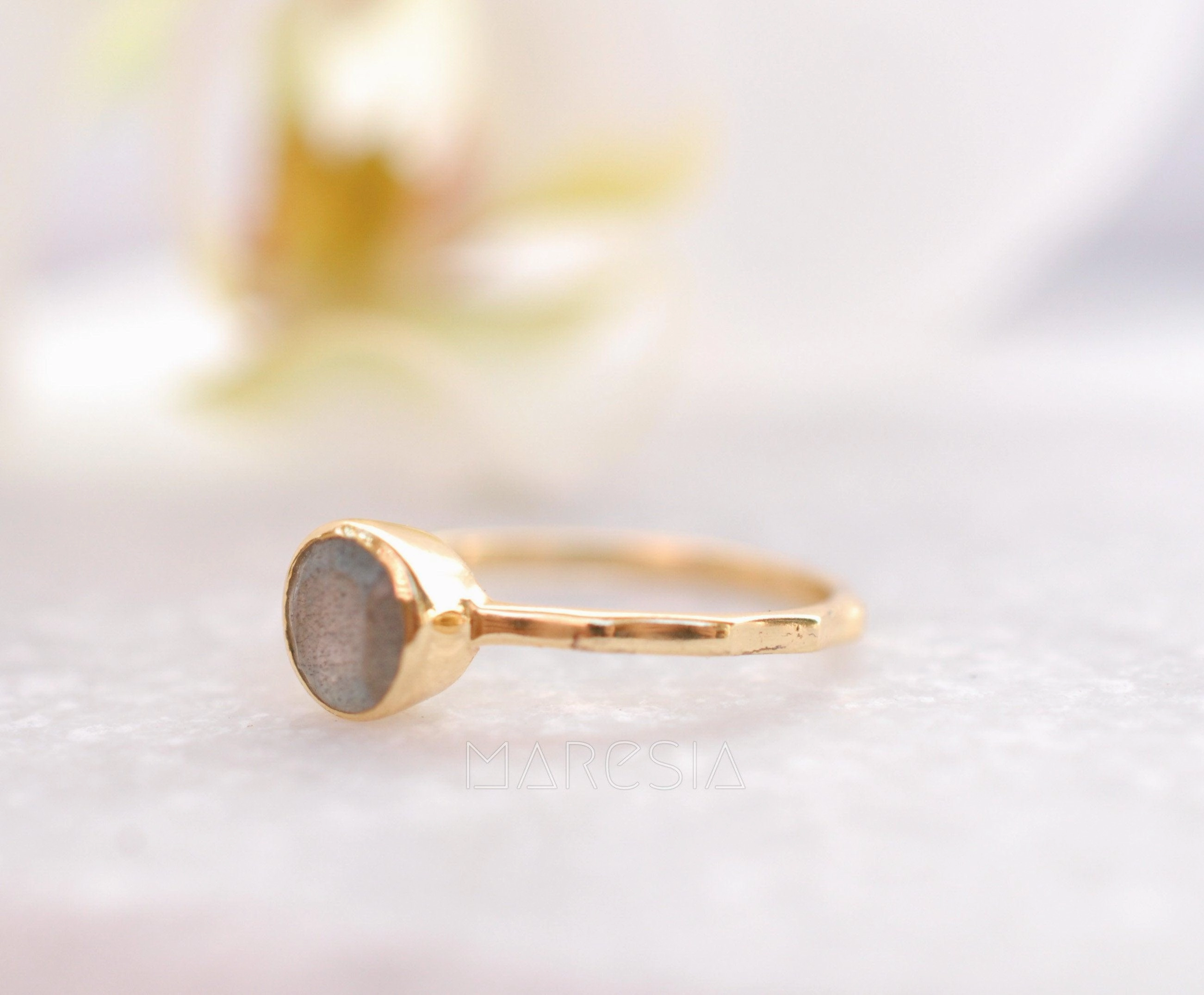 Rainbow Labradorite Ring~18k Gold Plated ~MR102