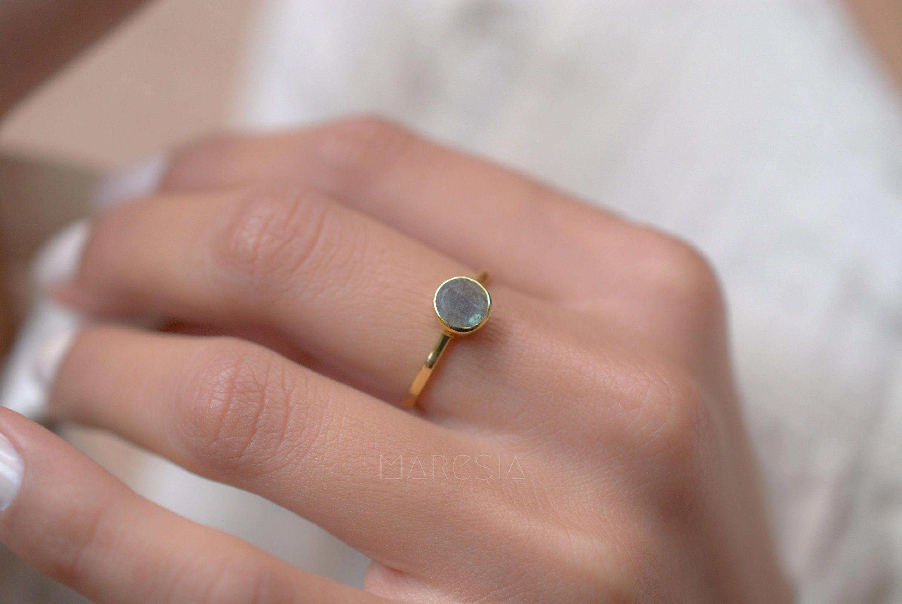 Rainbow Labradorite Ring~18k Gold Plated ~MR102