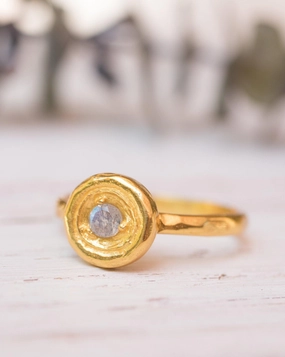 Rainbow Labradorite Ring ~  14k Gold Plated over Sterling Silver -MR123A