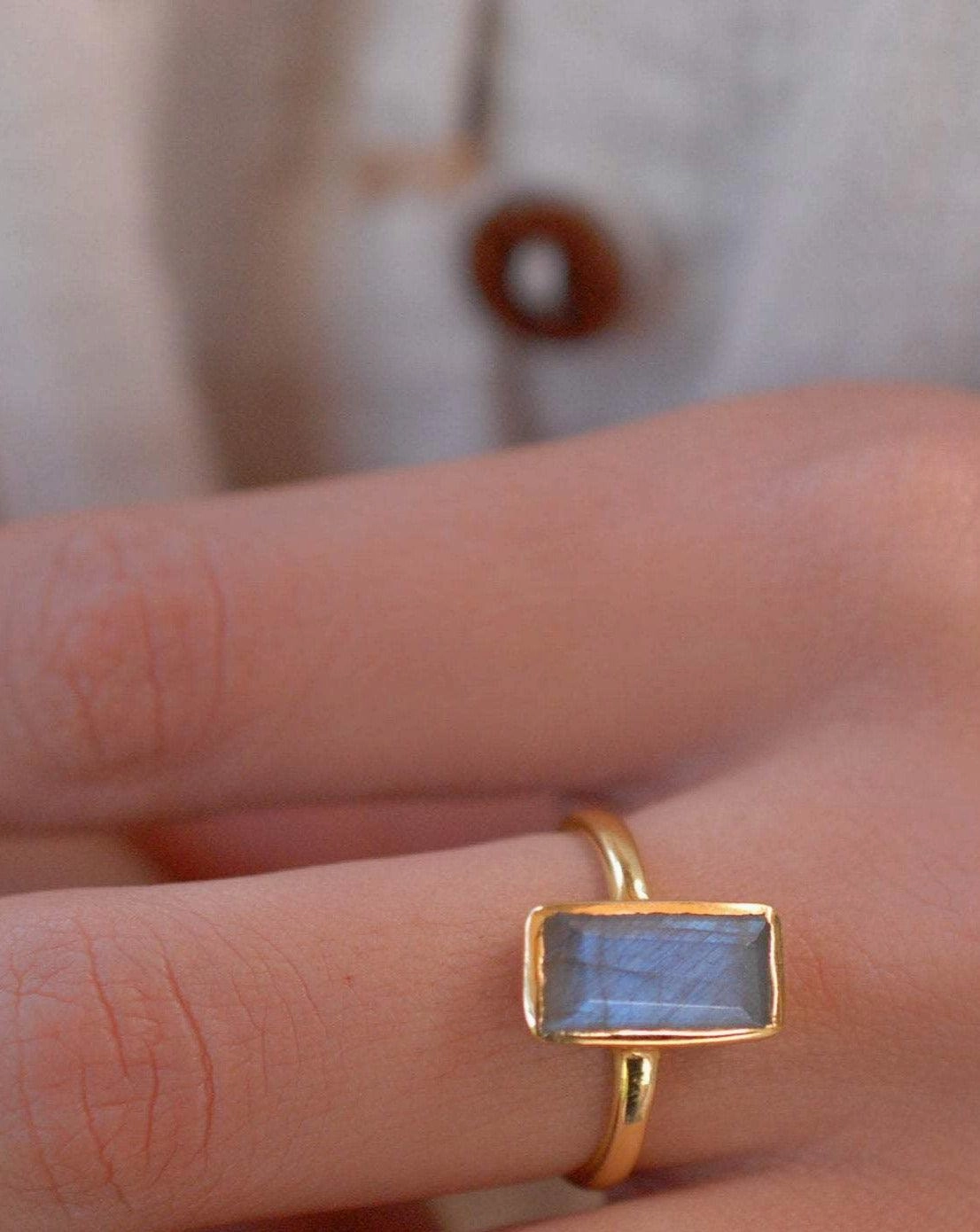 Rainbow Labradorite Ring ~ 18k Gold Plated ~ Jewelry ~ MR010
