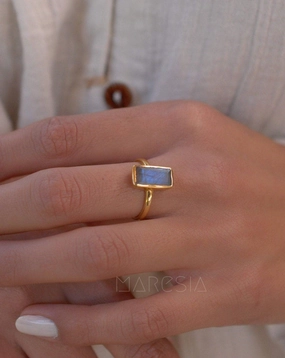 Rainbow Labradorite Ring ~ 18k Gold Plated ~ Jewelry ~ MR010