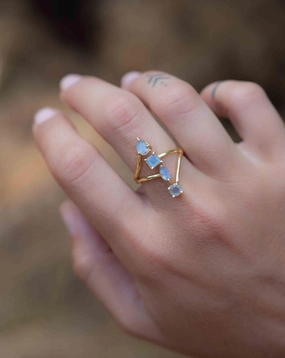 Rainbow Labradorite Ring ~ 18k Gold Plated ~ MR306