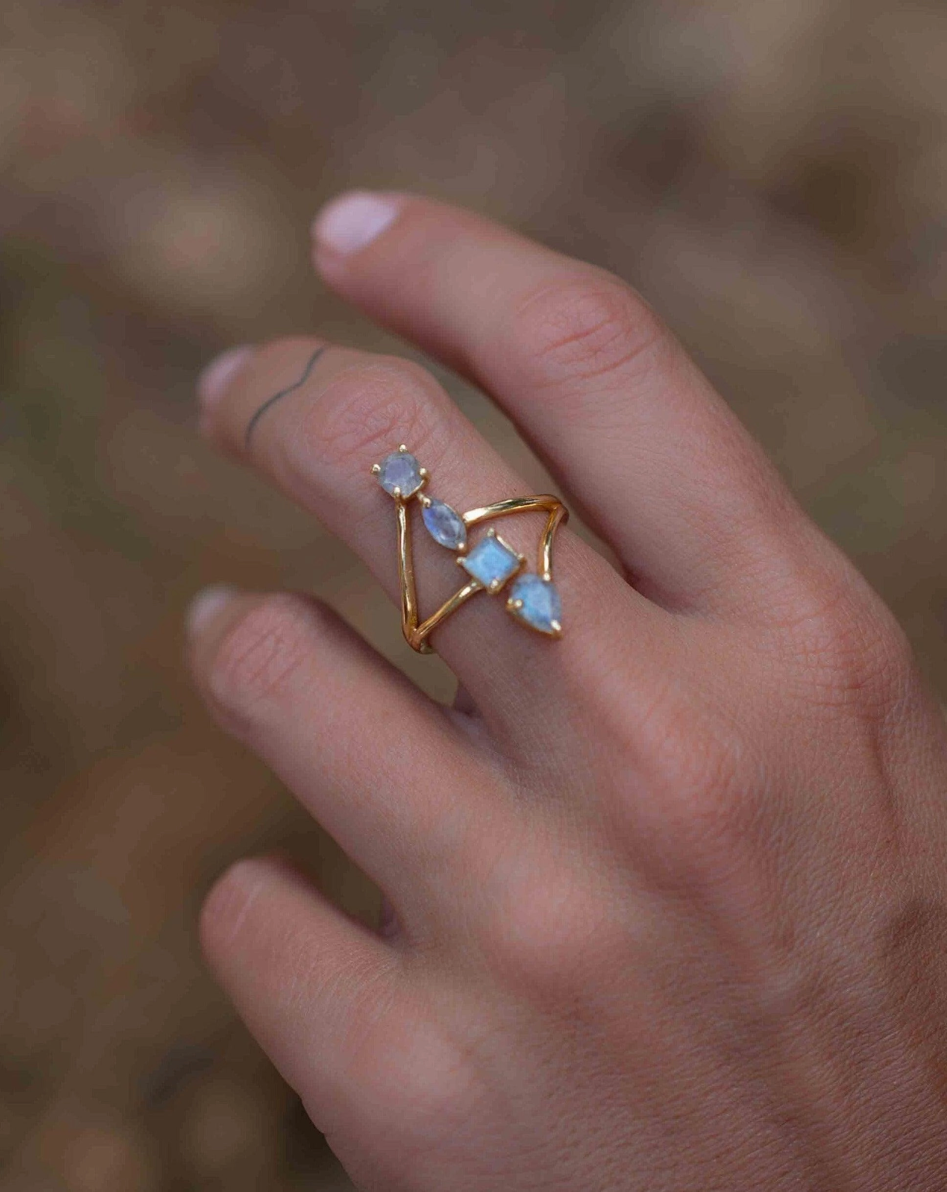 Rainbow Labradorite Ring ~ 18k Gold Plated ~ MR306