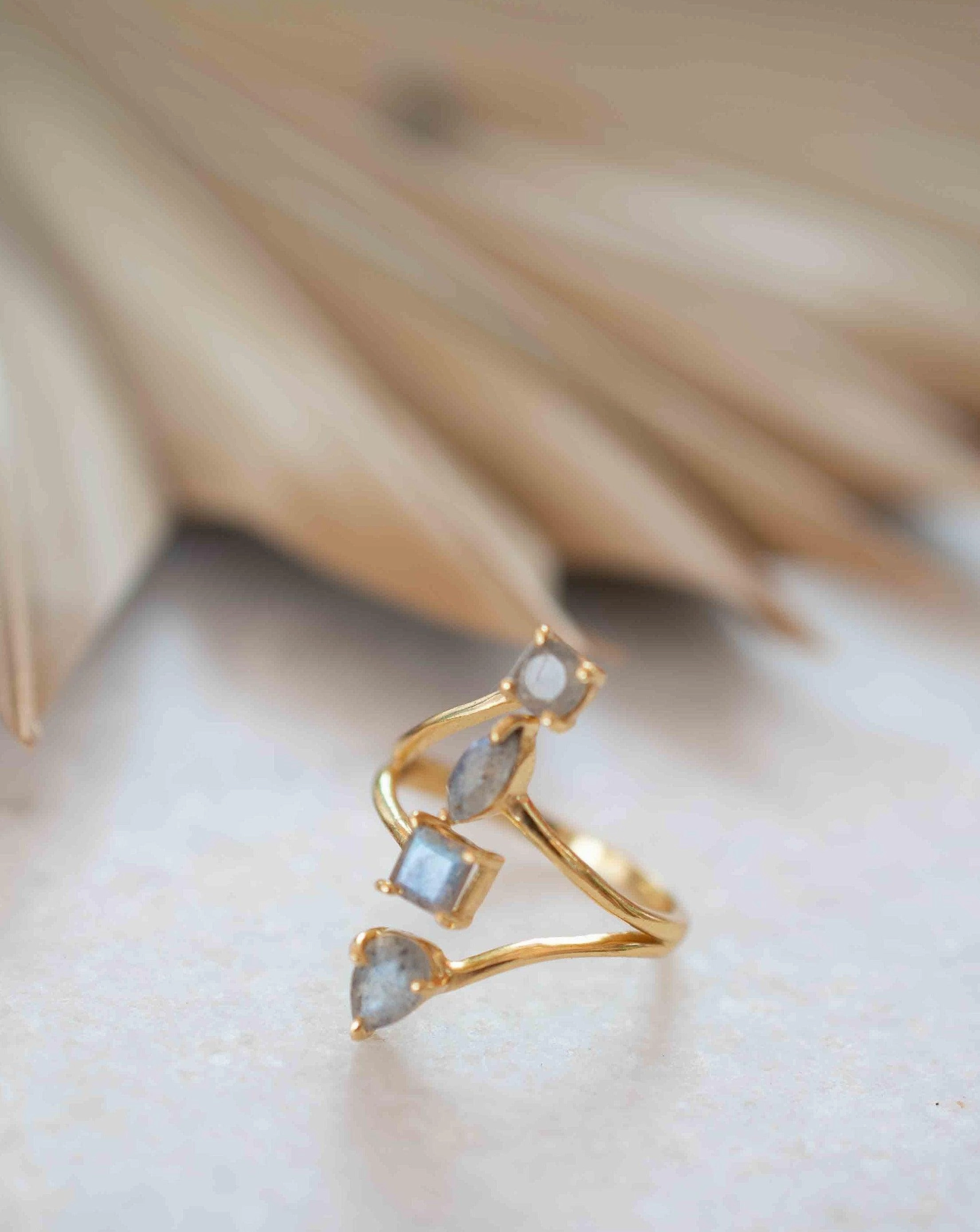 Rainbow Labradorite Ring ~ 18k Gold Plated ~ MR306