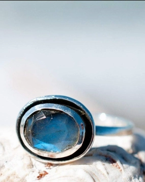 Rainbow Labradorite Ring ~ Sterling Silver 925 ~ MR090