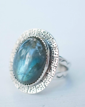Rainbow Labradorite Ring  ~ Sterling Silver 925 ~MR059