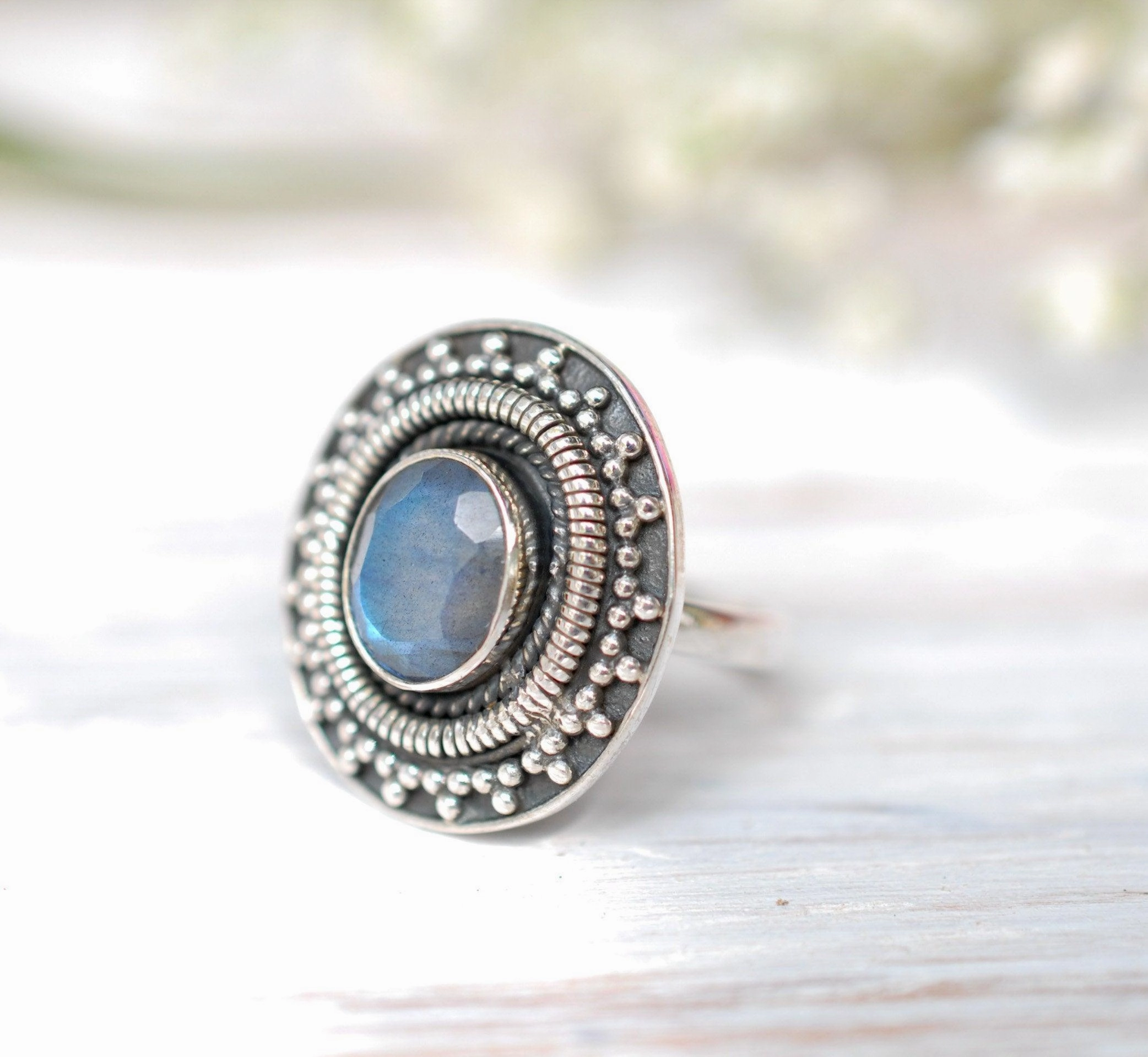Rainbow Labradorite Ring ~ Sterling Silver 925~ MR107