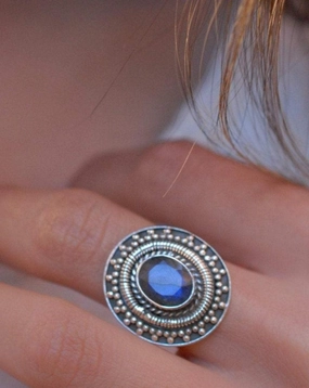 Rainbow Labradorite Ring ~ Sterling Silver 925~ MR107