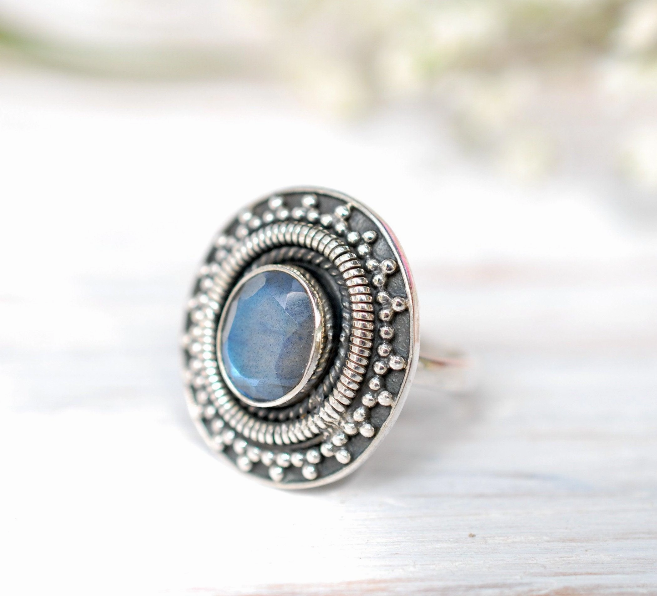 Rainbow Labradorite Ring ~ Sterling Silver 925~ MR107