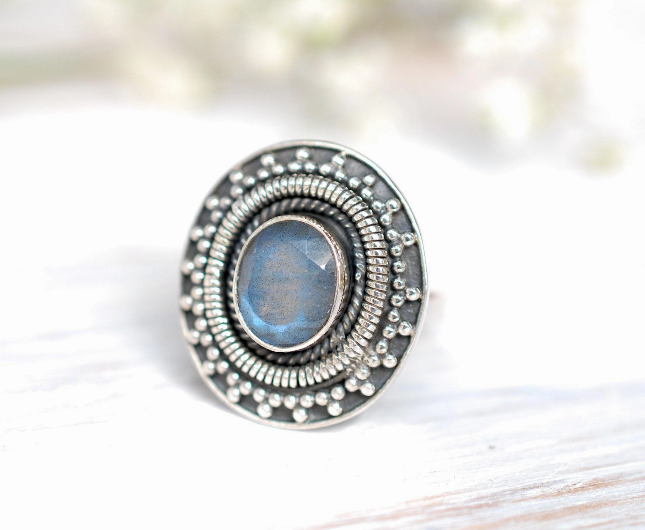 Rainbow Labradorite Ring ~ Sterling Silver 925~ MR107
