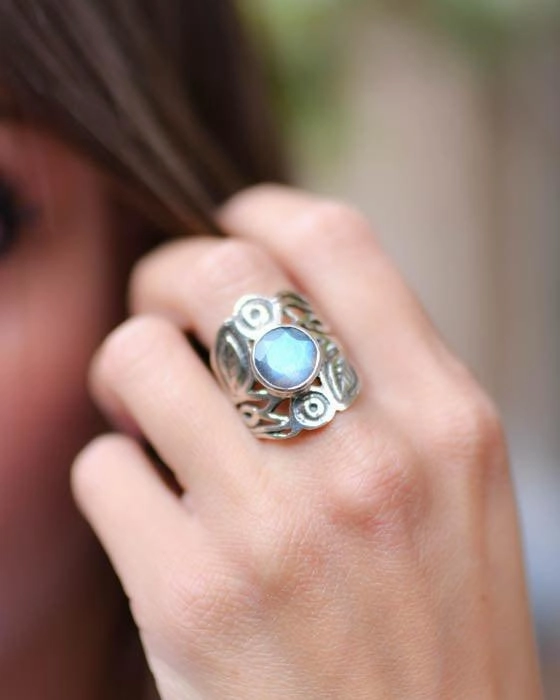 Rainbow Labradorite Ring ~Sterling Silver 925 ~MR047