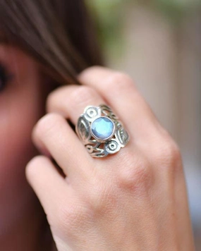 Rainbow Labradorite Ring ~Sterling Silver 925 ~MR047