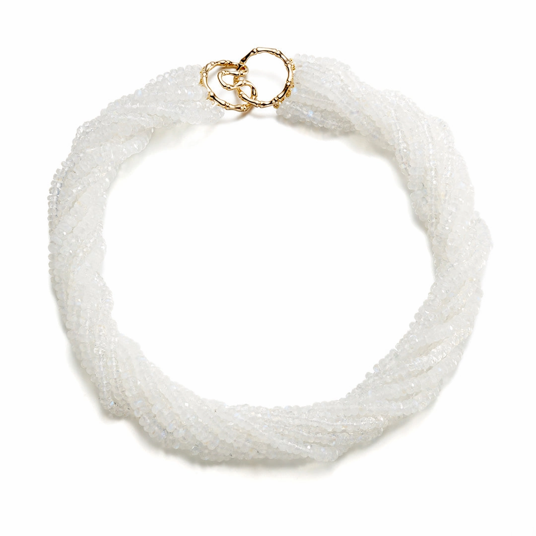 Rainbow Moonstone 9-Strand Twist Necklace