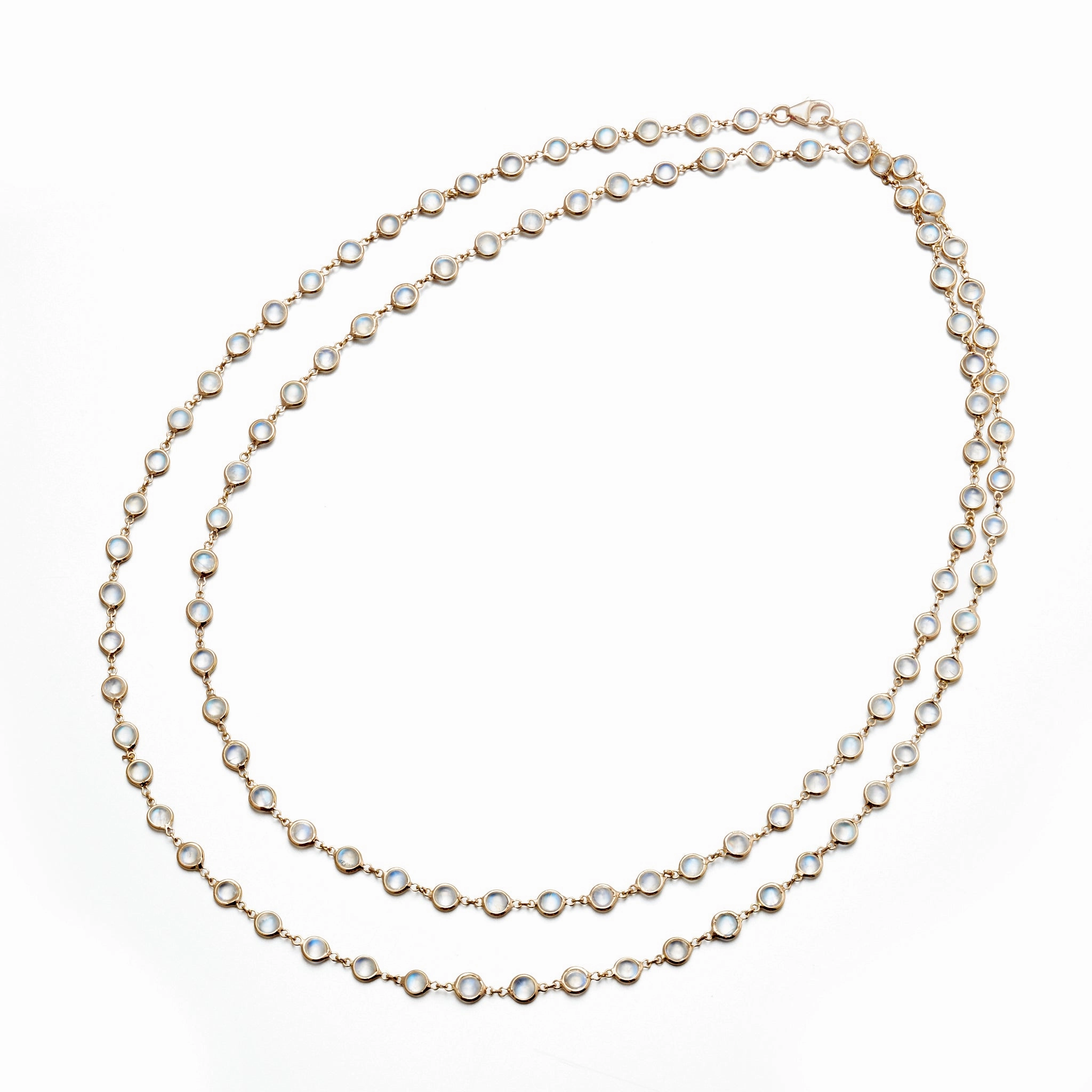 Rainbow Moonstone Long Link Necklace