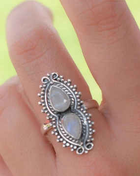 Rainbow Moonstone Ring ~ Sterling Silver 925 ~MR136
